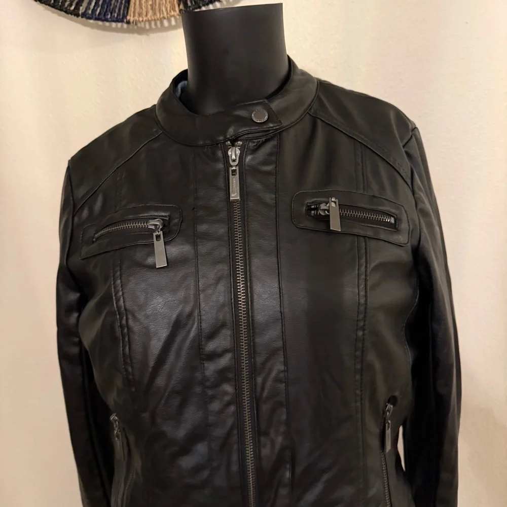 Jou Jou Women's Black Leather Moto Jacket